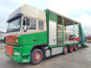 DAF FAK XF95.430 8x2 Super SuperSpaceCab Euro3 - CurtainSider 7.31m + Ramp 16T - MachineTransporter - 6 Persons  (V558)